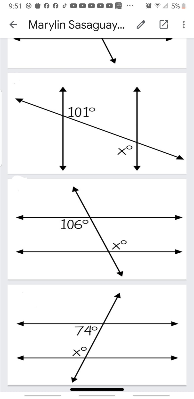 Find each missing measurement of the angle, and determine the name of the angle-example-1