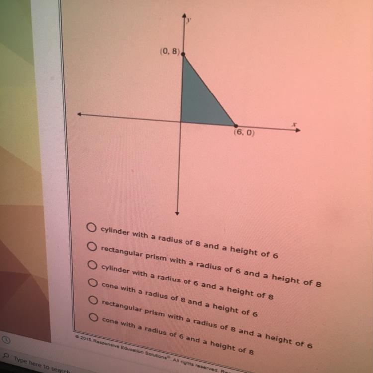 Choose the correct answer The triangle below is rotated about the x- axis (Choices-example-1