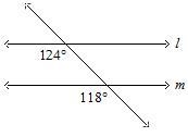 Is line l parallel to line m? Explain. Yes, alternate interior angles are congruent-example-1