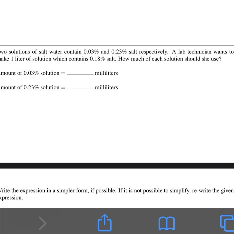 Two solution of salt water contain 0.03% and 0.23 salt respectively. A lab technician-example-1