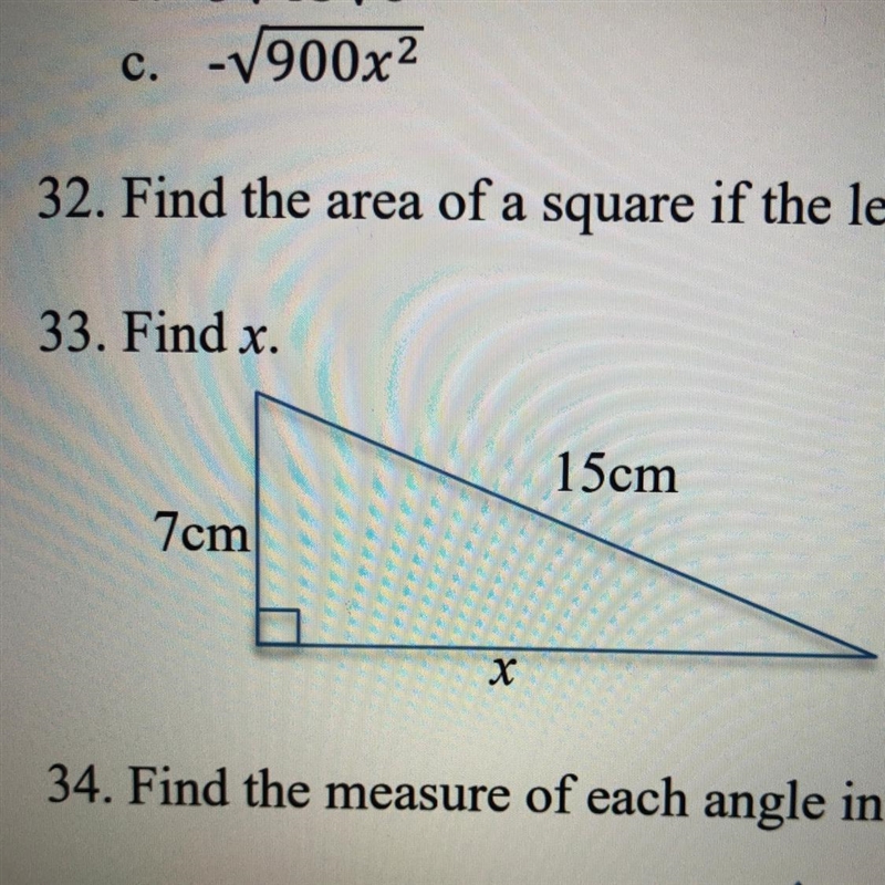 33. Find x 7 cm 15 cm x-example-1