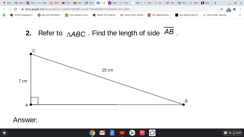 Refer to △ABC. Find the length of side AB .-example-1