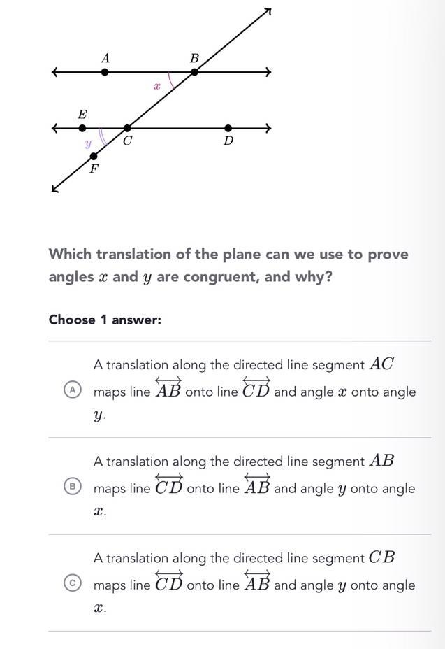 Line AB and Line CD are parallel lines. Which translation of the plane can we use-example-1