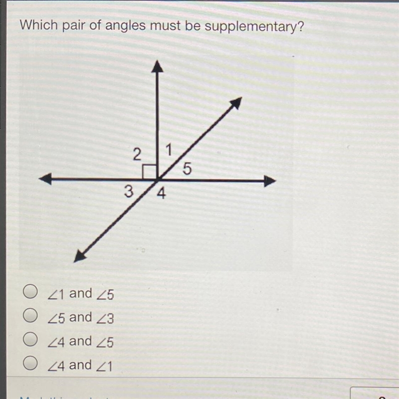 Which pair of angles must be supplementary? HURRYYYYY!-example-1