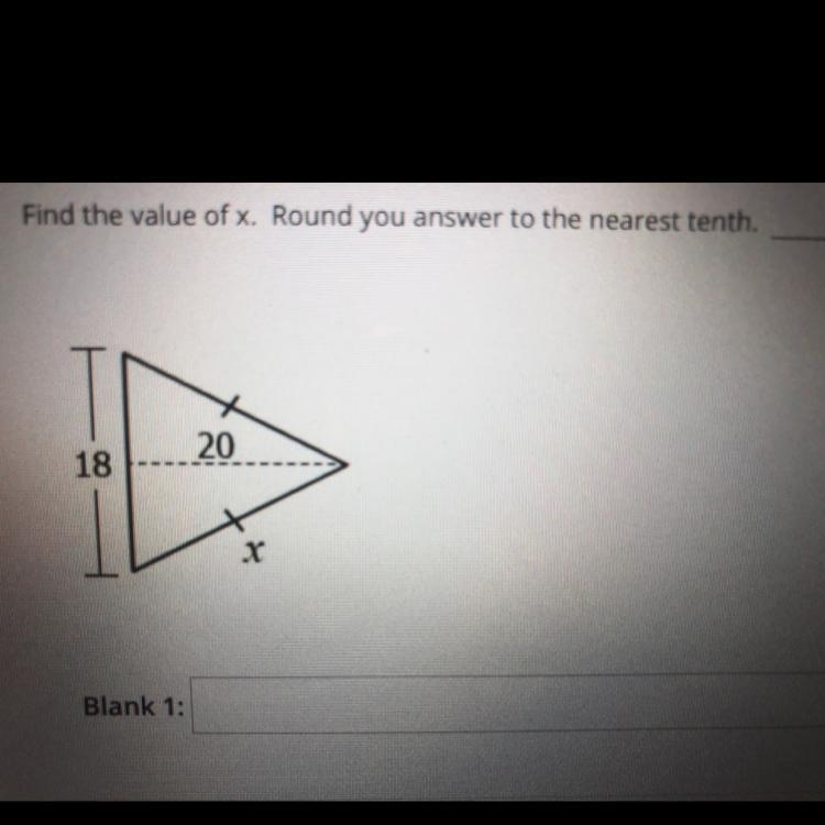 Find the value of x. Round you answer to the nearest tenth. 20 18 X-example-1