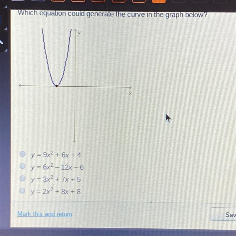 Which equation could generate the curve in the graph below?-example-1