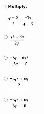 Multiply (q - 2)/(2)*(-3q)/(q-5)-example-1