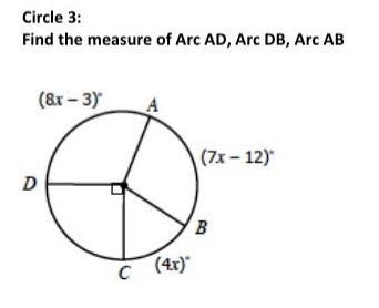 Find the measures of Arc AD, Arc DB, Arc AB-example-1