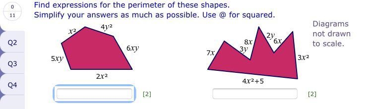 Please help ASAP ! Find the expressions for the perimeter of these shapes.-example-1