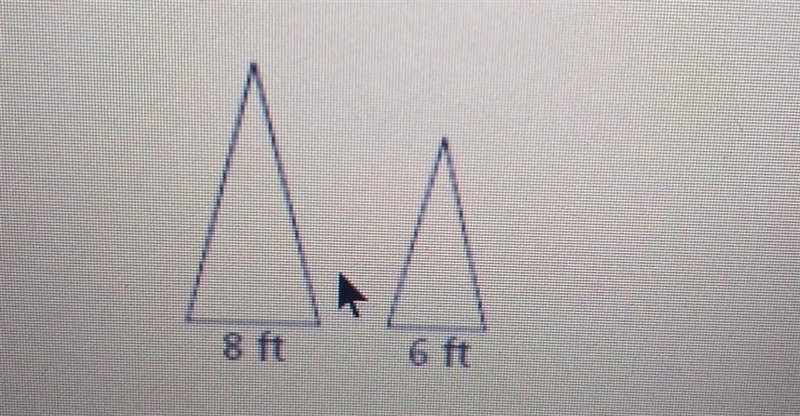 the triangles below are similar. the area of the large triangle is 48ft what is the-example-1