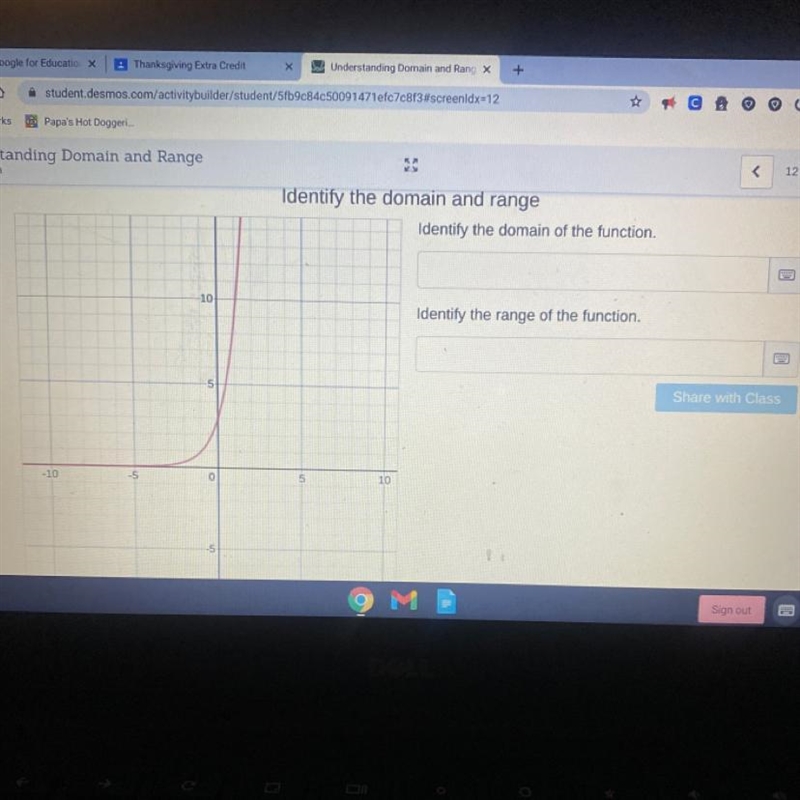 Identify the domain of the function. 10 Identify the range of the function.-example-1