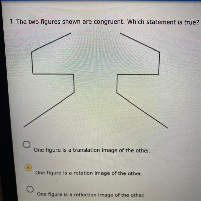 The two figures shown are congruent. Which statement is true?-example-1