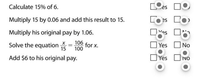 Gary's pay is $15 per hour. He receives a 6% pay raise. Which method can Gary use-example-1