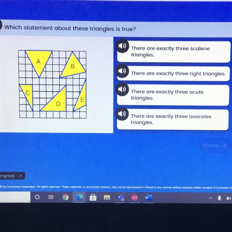 Which statement about these triangles is true?-example-1