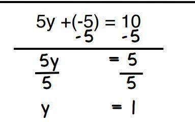 PLZZZZZZZZZZZZZZZZZZZZZZ HELP!!! QUESTION: 5y+(-5)=10 STUDENT WORK: IMAGE DOWN BELOW-example-1