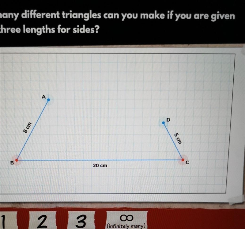 How many different triangles can you make if you are given these three lengths for-example-1