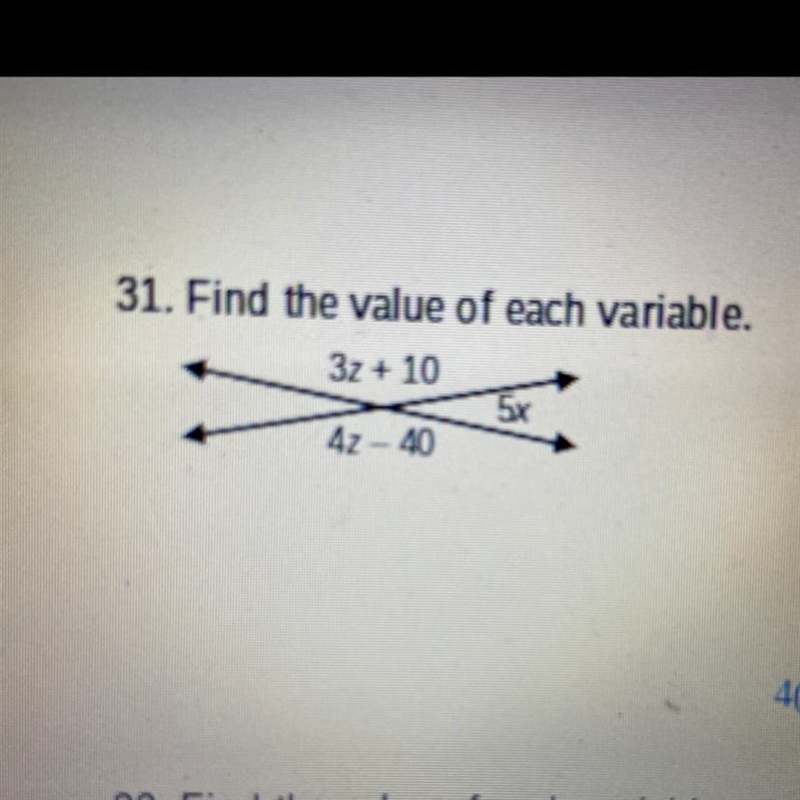 31. Find the value of each variable.-example-1