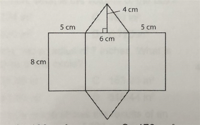 The net of a triangular prism is shown below. What is the surface area of the prism-example-1