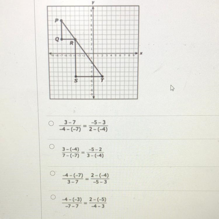 Triangles PQR and RST are similar right triangles. Which proportion can be used to-example-1