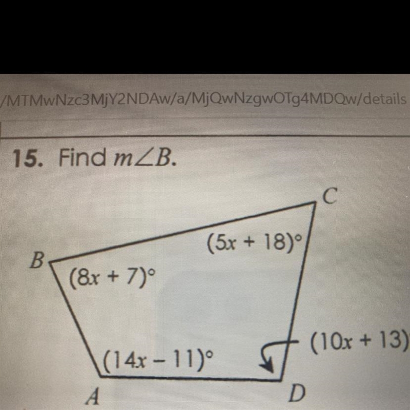 15. Find m of angle B-example-1