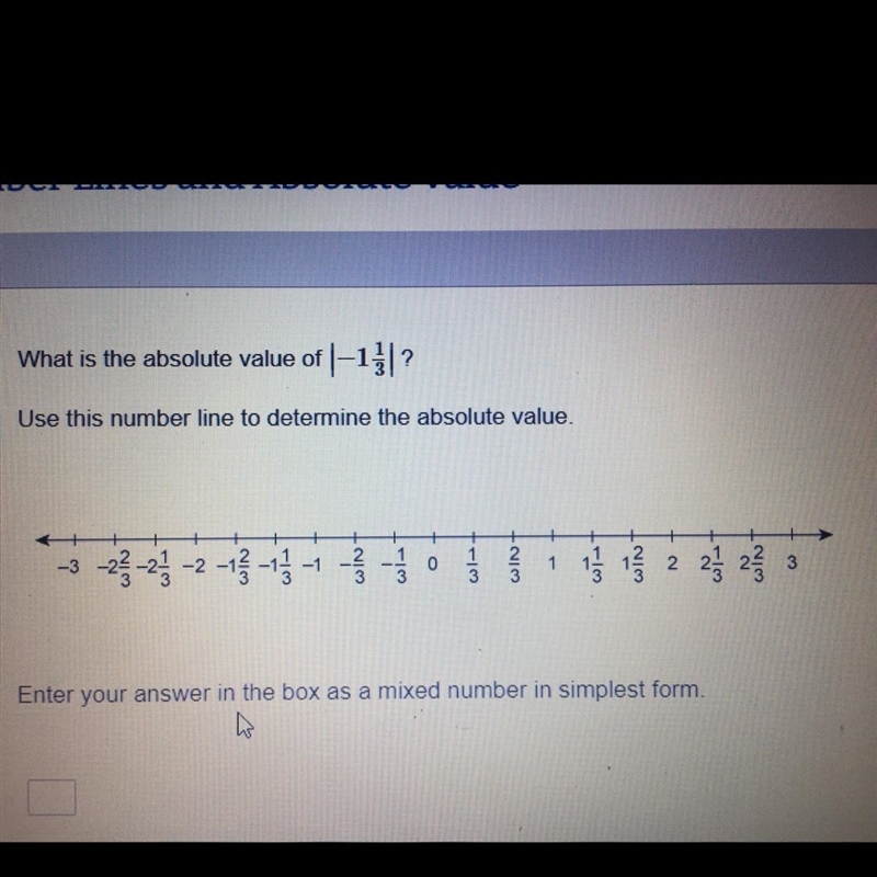 PLEASE HELP!!!!!!! What is the absolute value of |-1||? Use this number line to determine-example-1