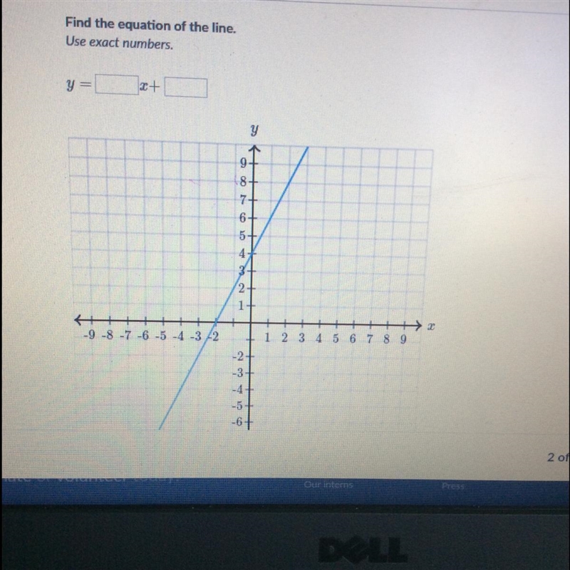 Find the equation of the line. Use exact numbers.-example-1