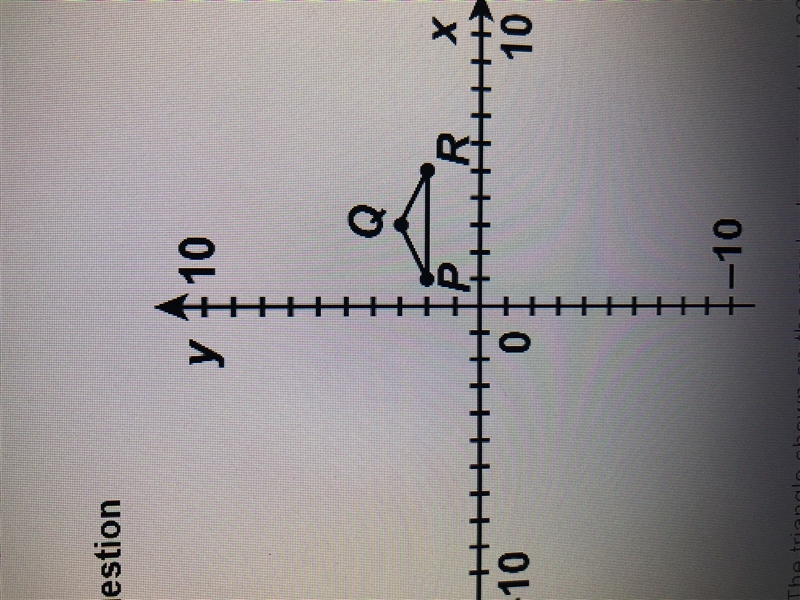 The triangle shown on the graph above is rotated 90 degrees clockwise about the original-example-1