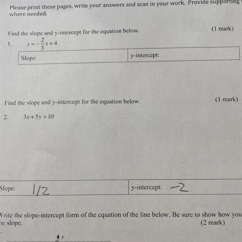 Please help fast! Question 1 find the slope and y interact-example-1