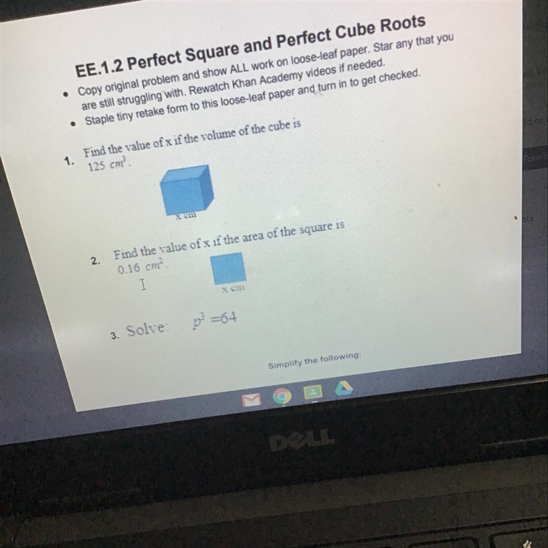 1. Find the value of x if the volume of the cube is 125 cm? co X IF YOU CAN PLEASE-example-1