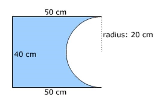 Part A What is the area of the blue shaded figure ( π=3.14)? Justify your answer using-example-1