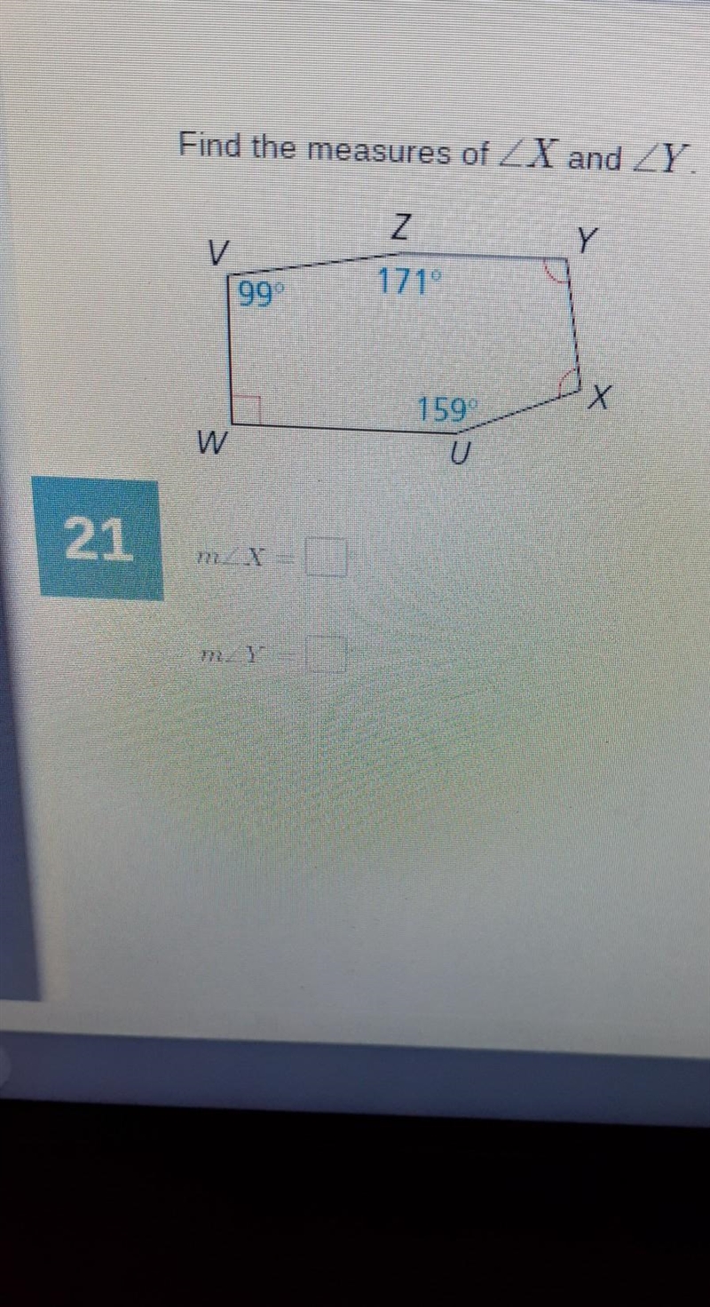 Find the measures of X and Y. ​-example-1