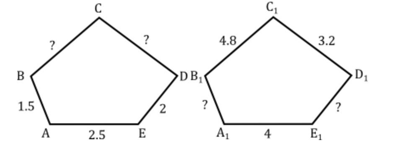 Pentagon ABCDE was enlarged: What is the ratio of enlargement to the original? Convert-example-1