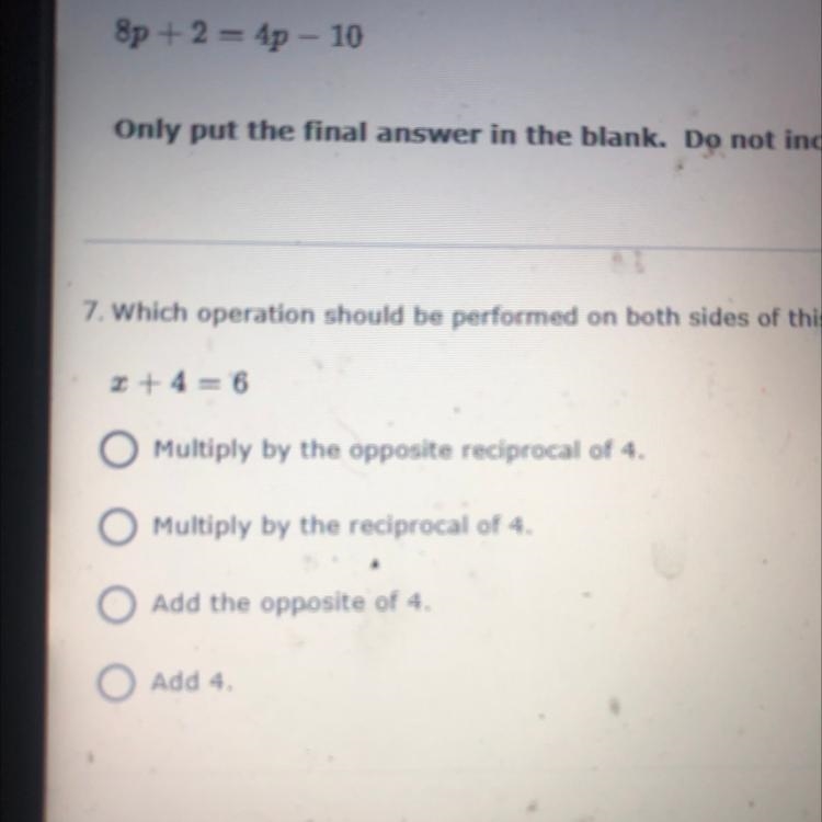 Which operation should be performed on both sides of this equation to solve for x-example-1