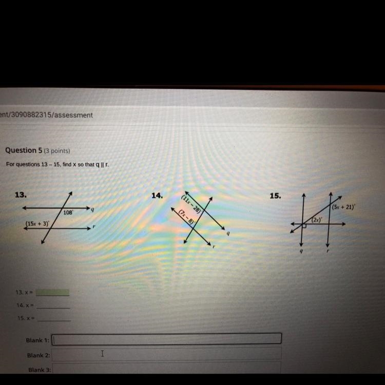 For questions 13-15, find X so that 9 || 13. X= 14. X= 15. X= PLEASEE-example-1