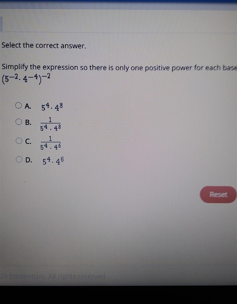 Simplify the expression so there is only one positive power for each base. ​-example-1