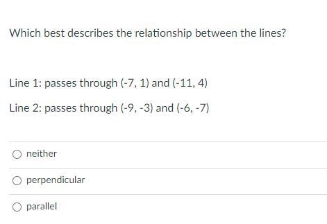 (EASY) Which best describes the relationship between the lines?-example-1