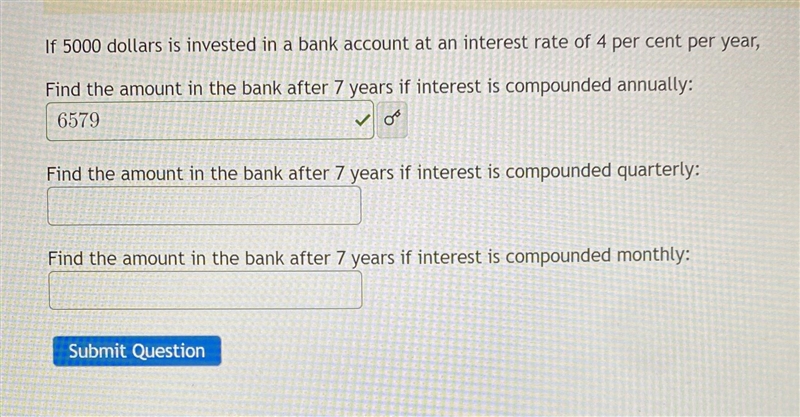 Find the amount in the bank after 7 years if interest is compounded quarterly? Find-example-1