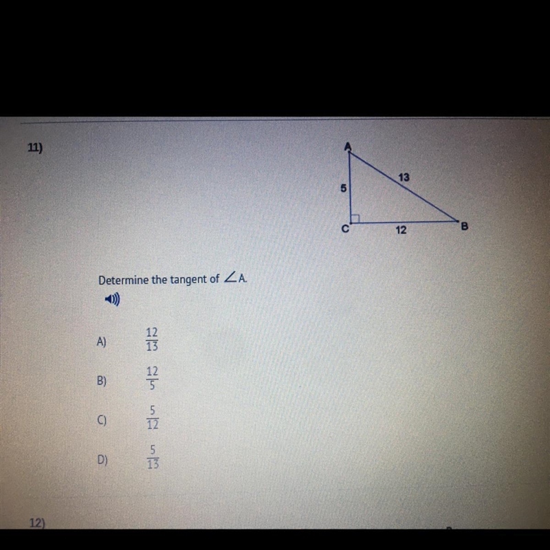 Someone help me please Determine the tangent of < A-example-1