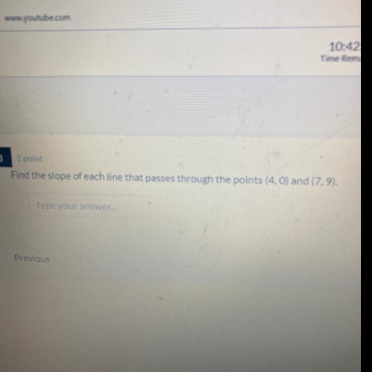 1 point Find the slope of each line that passes through the points (4.0) and (7.9),-example-1