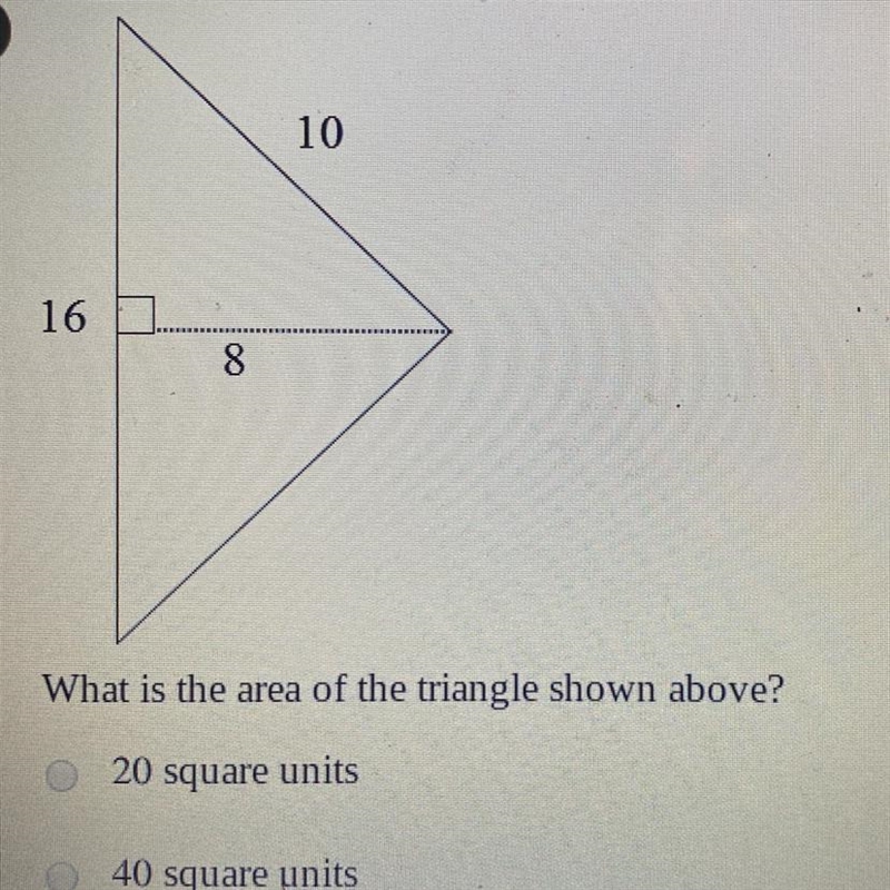 What is the area of the triangle show above-example-1