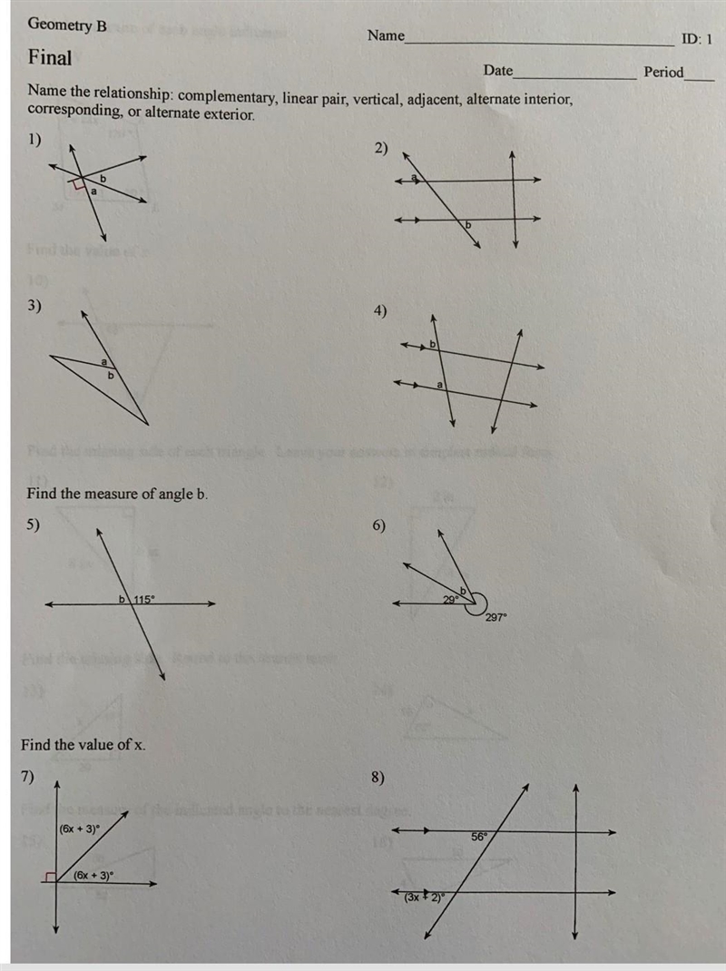 ANSWER ASAP AS MANY AS YOU CAN ITS FOR FINALS Name the relationship complementary-example-1