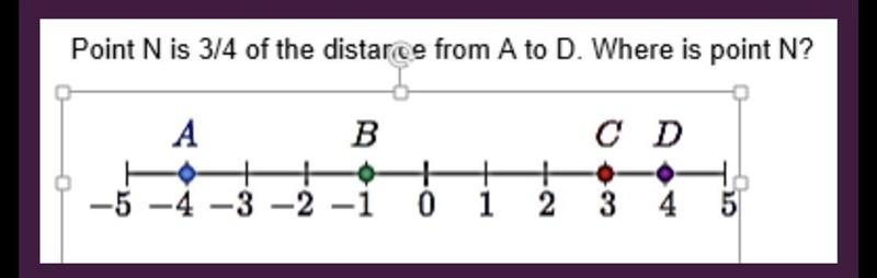 Point N is 3/4 of the distance from A to D. Where is point N?-example-1