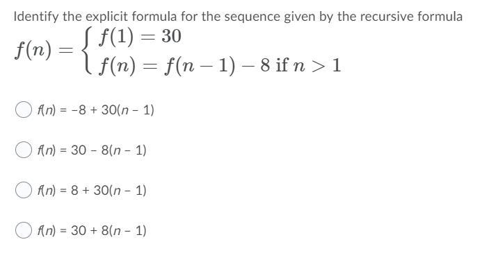 7. Identify the explicit formula for the sequence given by the recursive formula-example-1