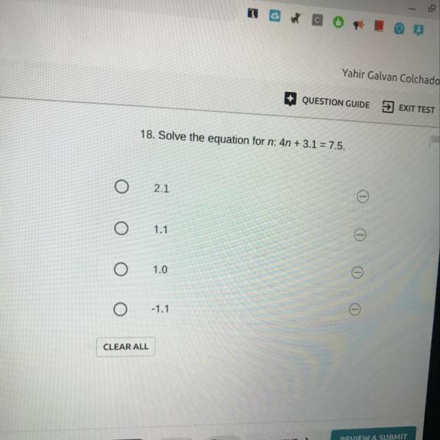 Solve for the equation for n: 4n + 3.1 = 7.5-example-1