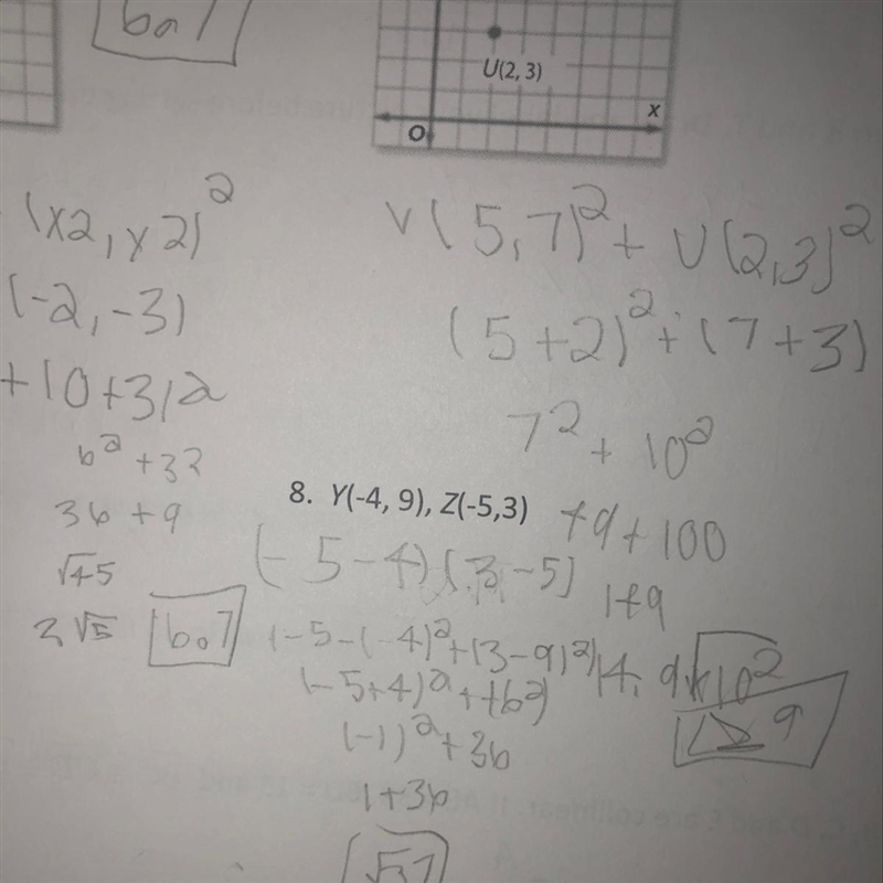 #8 please help due in 15 minutes!! Find the distance between each pair of points. Round-example-1