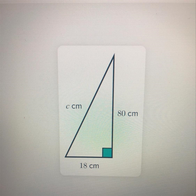 Calculate the value of c in the triangle below.-example-1