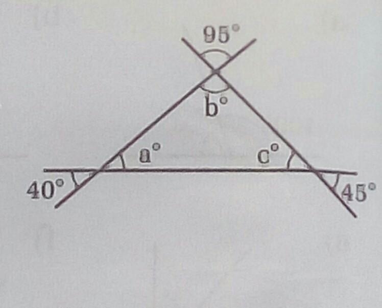 Copy the diagram and oaloulate the sizes of a bº and cº. What is the sum of the angles-example-1