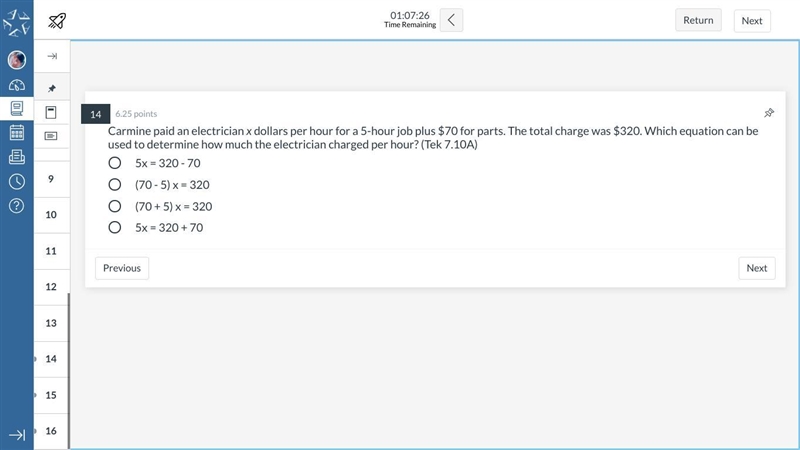 Carmine paid an electrician x dollars per hour for a 5-hour job plus $70 for parts-example-1