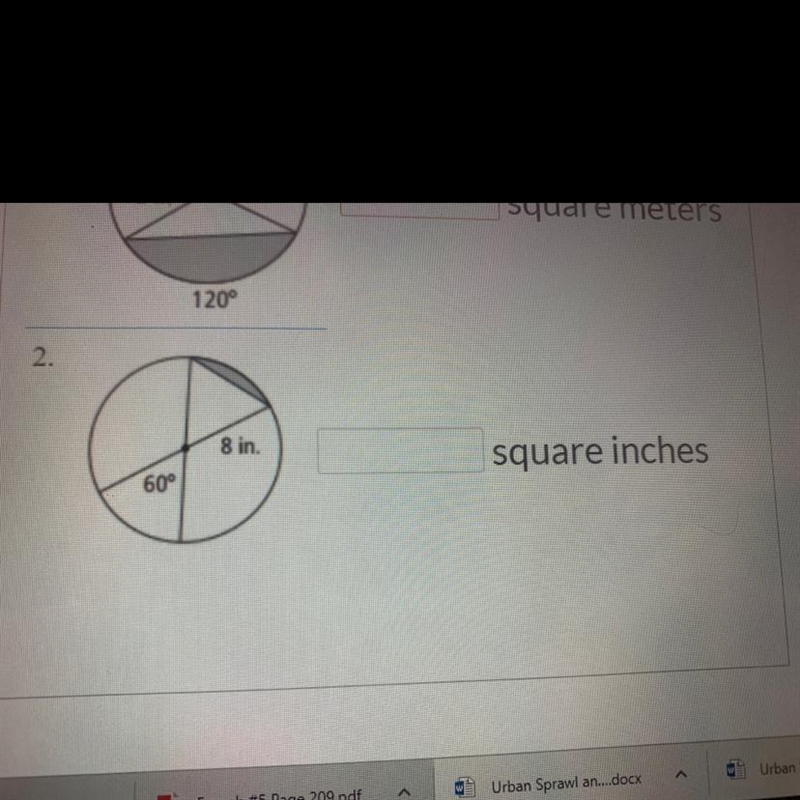 I need help!! Find the area of each shaded segment. Round your answer to the nearest-example-1