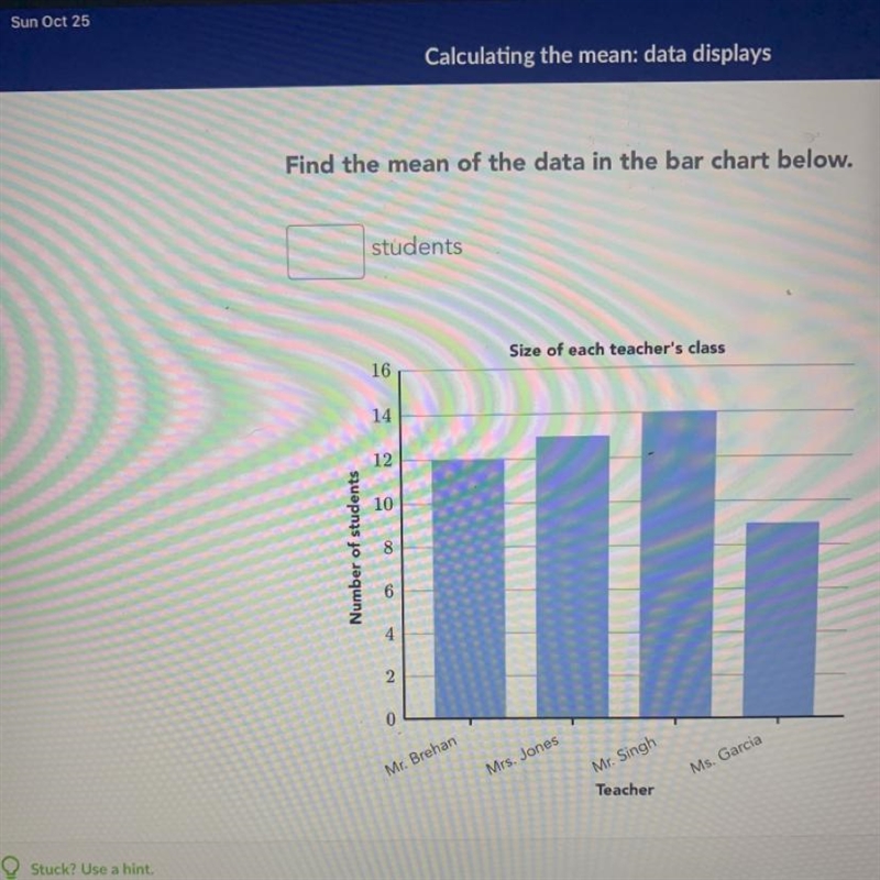 Calculating the mean: data displays Find the mean of the data in the bar chart below-example-1